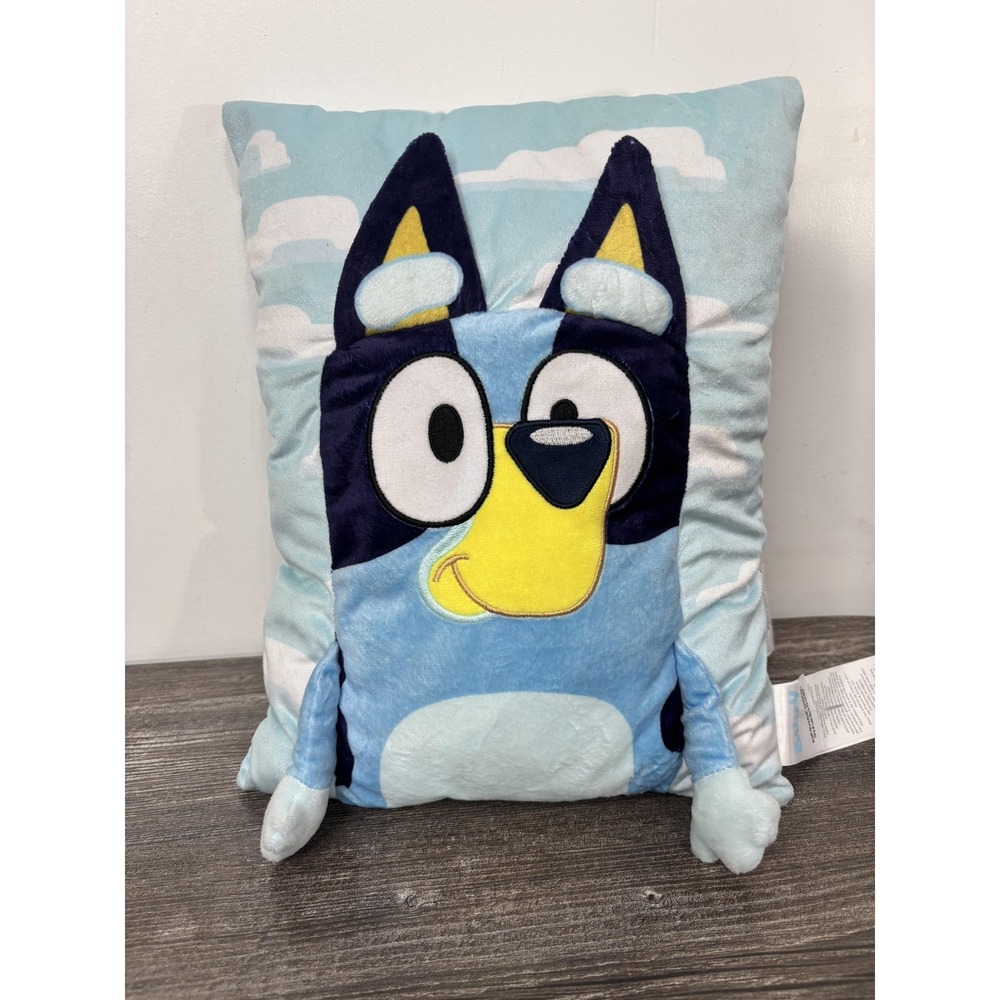 Bluey‎ Plush Pillow Kids Blue Rectangle 12x10 Cloud Print Jay Franco Nursery